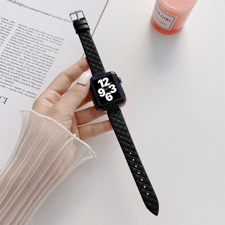 Checkered Leather Replacement Strap Watchband For Apple Watch Series