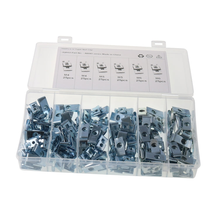 150 PCS Car M4/M5/M6 Fastener Clips Base U-shaped Clip Nut