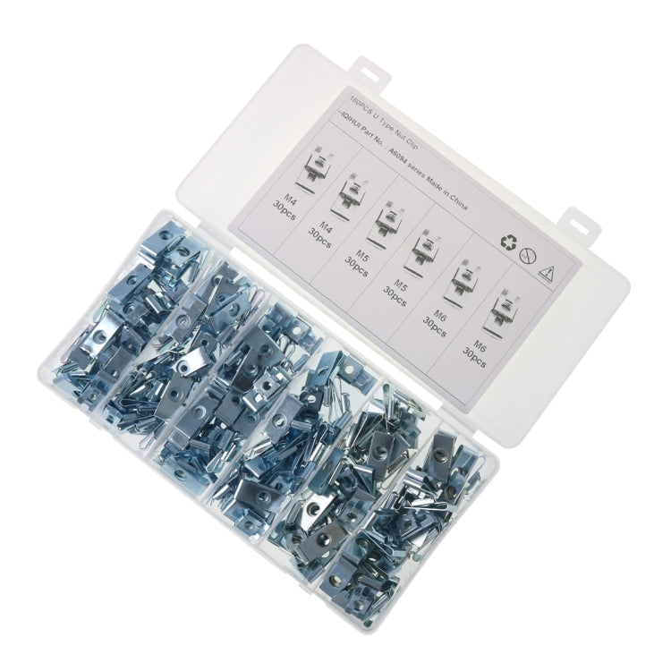 180 PCS Car M4/M5/M6 Fastener Clips Base U-shaped Clip Nut