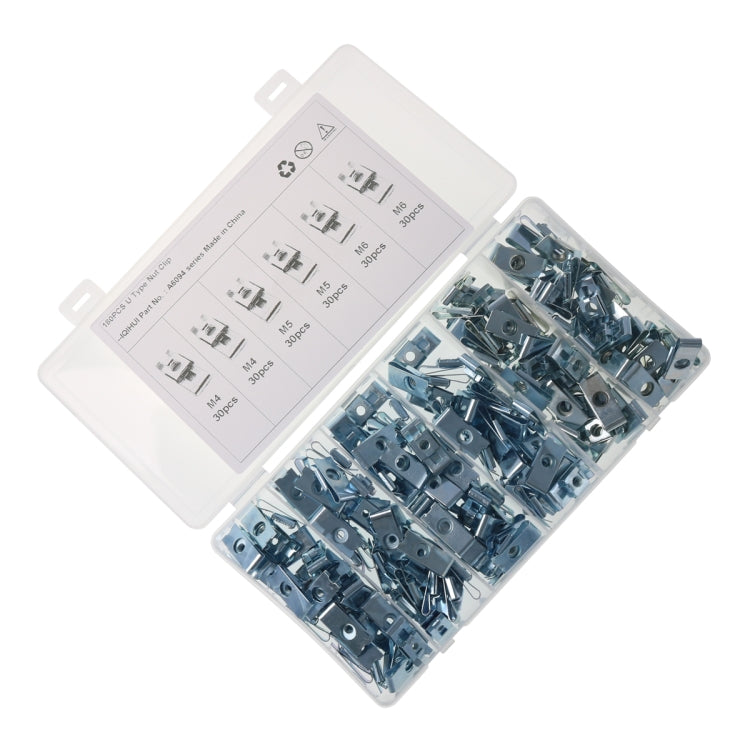 180 PCS Car M4/M5/M6 Fastener Clips Base U-shaped Clip Nut