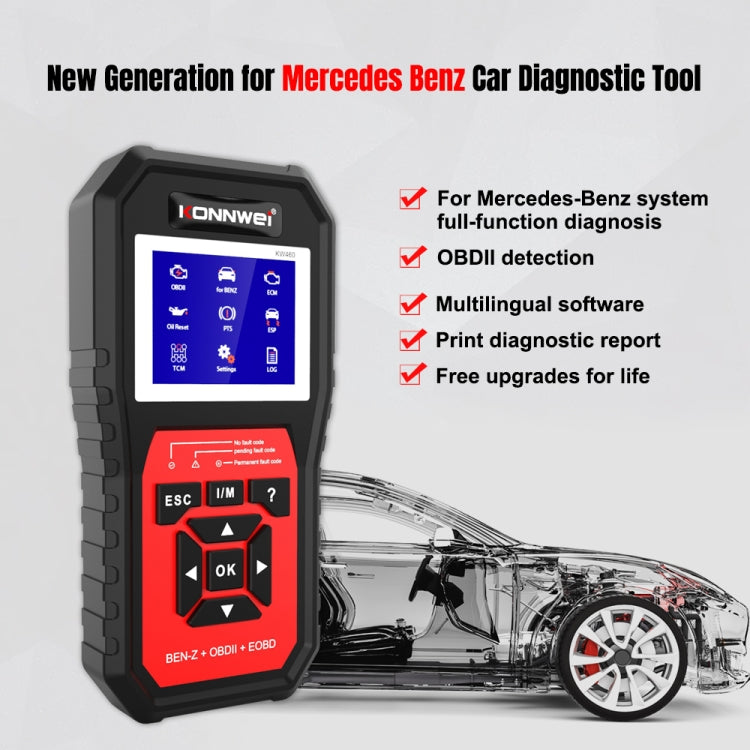 KONNWEI KW460 Car 2.8 inch 12V Lead-acid Battery Tester Fault Diagnosis Instrument