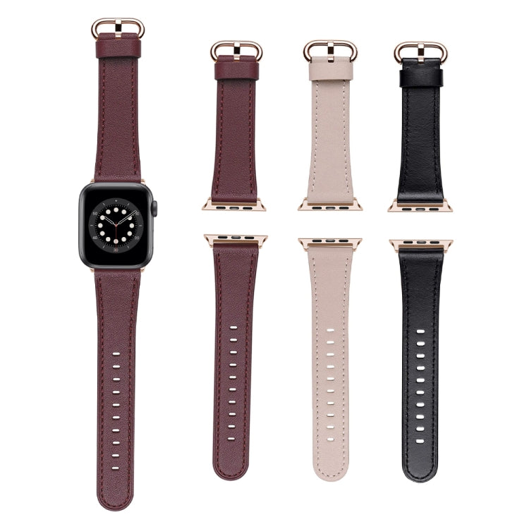 Round Buckle Leather Replacement Wrist Strap Watchband For Apple Watch Series