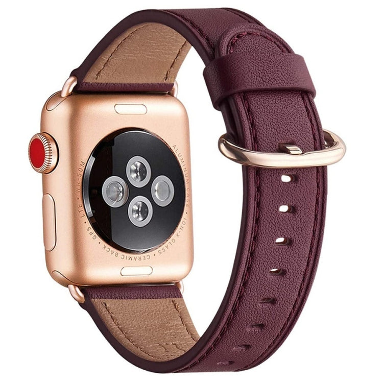 Round Buckle Leather Replacement Wrist Strap Watchband For Apple Watch Series