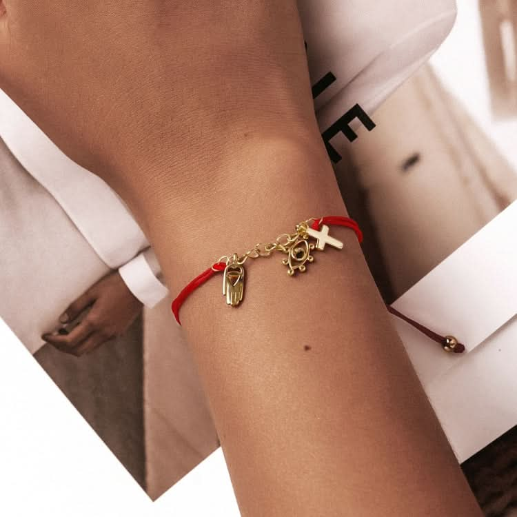 S925 Sterling Silver Lucky Symbol Red Rope Bracelet Women Jewelry Reluova