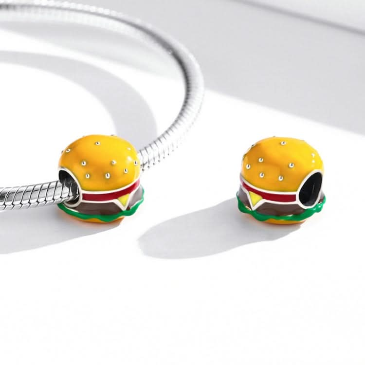 S925 Sterling Silver Delicious Burger Beads DIY Bracelet Necklace Accessories