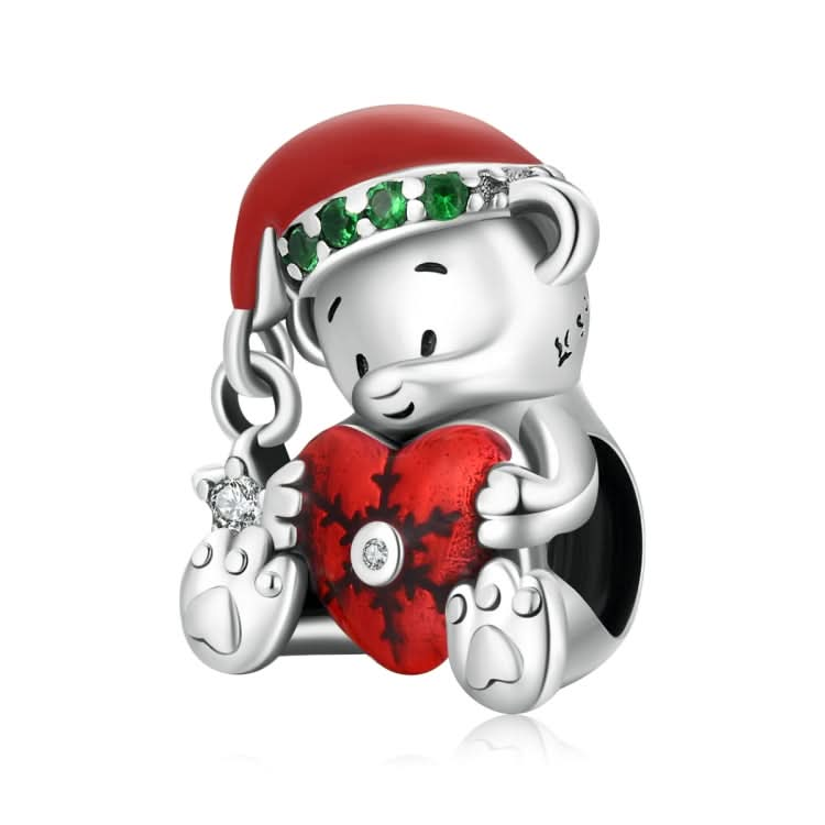 S925 Sterling Silver Christmas Bear Beads DIY Bracelet Necklace Accessories