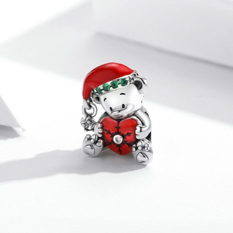 S925 Sterling Silver Christmas Bear Beads DIY Bracelet Necklace Accessories