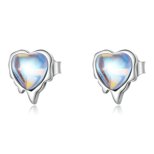 S925 Sterling Silver Heart Shaped Moonstone Women Earrings Reluova