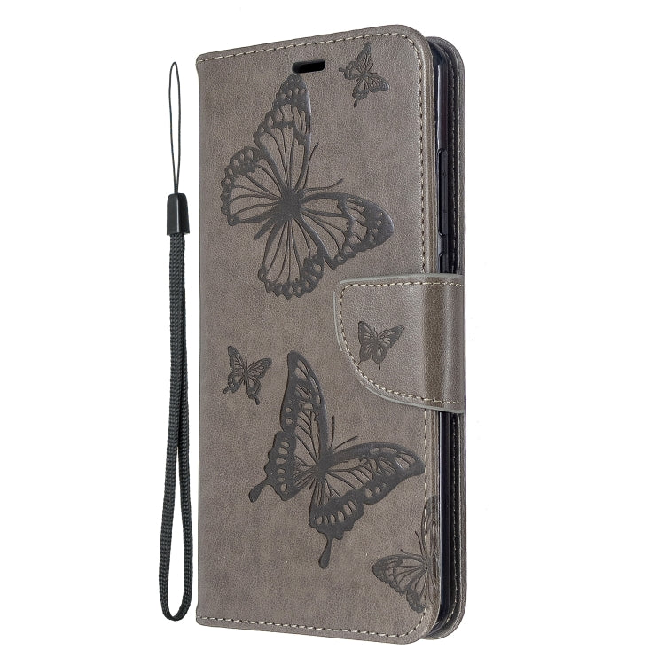 Embossing Two Butterflies Pattern Horizontal Flip PU Leather Case with Holder & Card Slot & Wallet & Lanyard