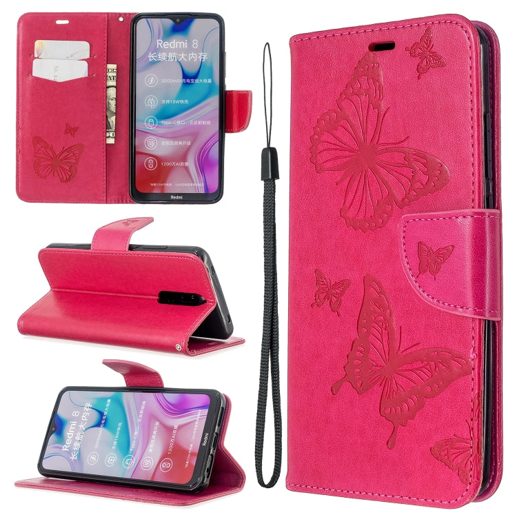 Embossing Two Butterflies Pattern Horizontal Flip PU Leather Case with Holder & Card Slot & Wallet & Lanyard My Store