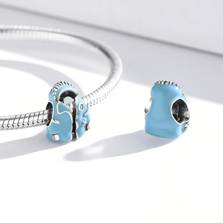 S925 Sterling Silver Sky Blue Down Jacket Beads DIY Bracelet Necklace Accessories