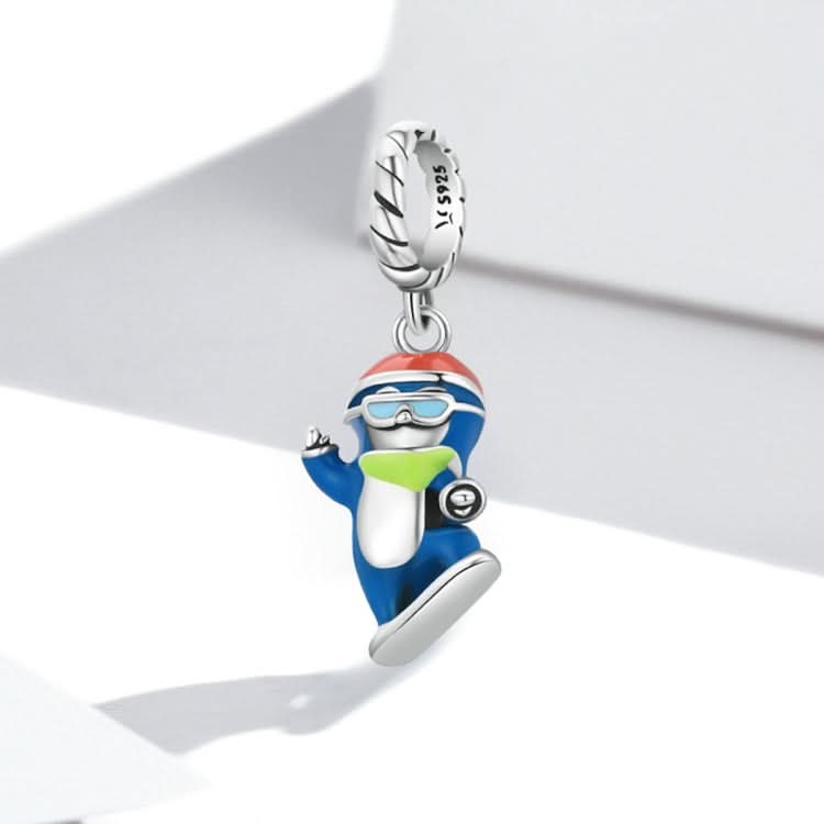 S925 Sterling Silver Ski Penguin Pendant DIY Bracelet Necklace Accessories Reluova