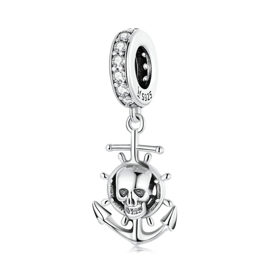 S925 Sterling Silver Pirate Skull Ship Pendant DIY Bracelet Necklace Accessories