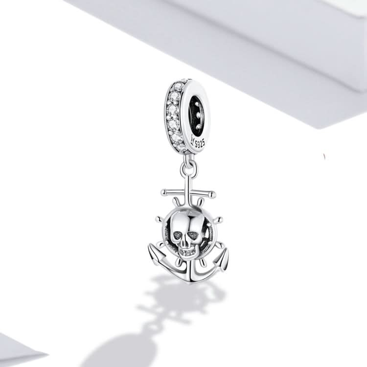 S925 Sterling Silver Pirate Skull Ship Pendant DIY Bracelet Necklace Accessories