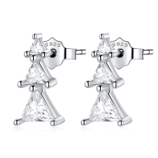 S925 Sterling Silver Exquisite Christmas Tree Ear Studs Women Earrings