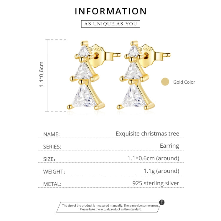 S925 Sterling Silver Exquisite Christmas Tree Ear Studs Women Earrings