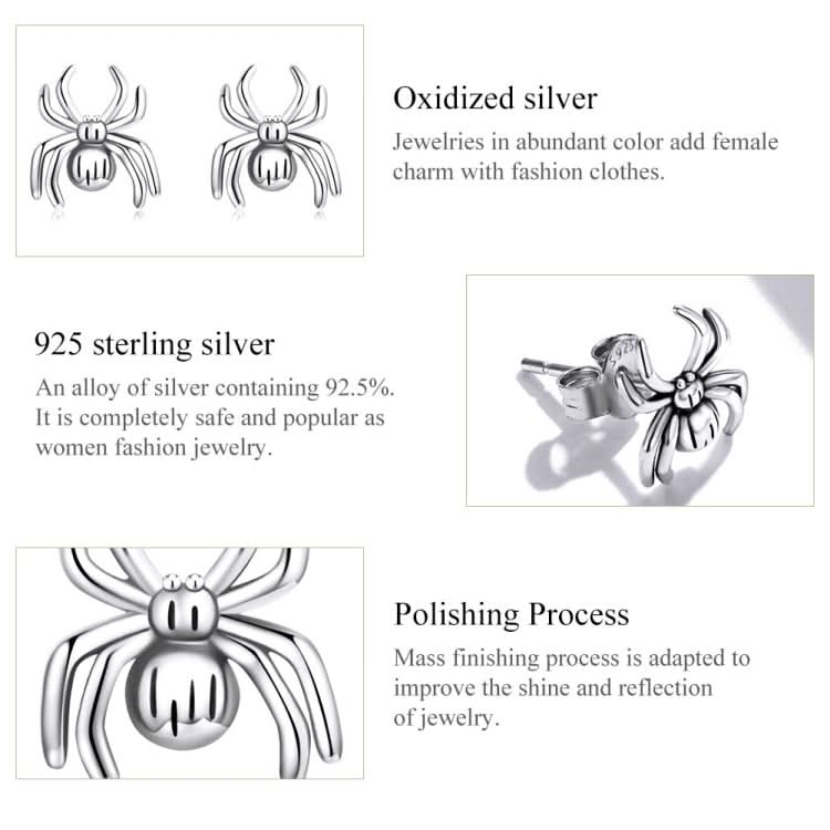 S925 Sterling Silver Eight-legged Spider Ear Studs Women Earrings Reluova