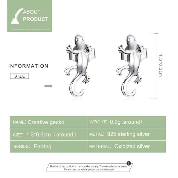 S925 Sterling Silver Creative Gecko Ear Studs Women Earrings