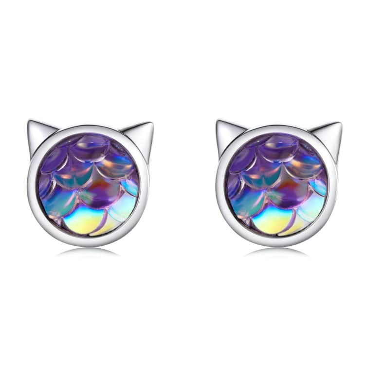 S925 Sterling Silver Fish Scale Cat Head Ear Studs Women Earrings Reluova