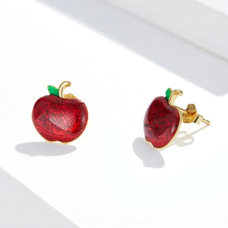 S925 Sterling Silver Christmas Apple Ear Studs Women Earrings Reluova