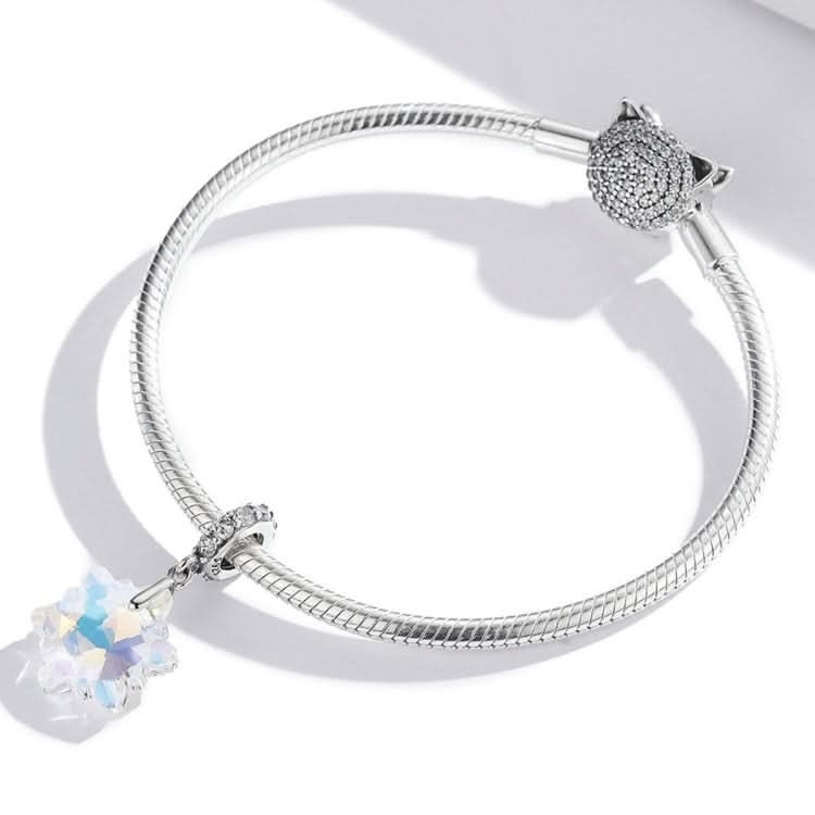 S925 Sterling Silver Crystal Snowflake Pendant DIY Bracelet Necklace Accessories