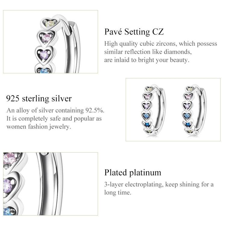 S925 Sterling Silver Rainbow Heart Ear Buckle Women Earrings Reluova