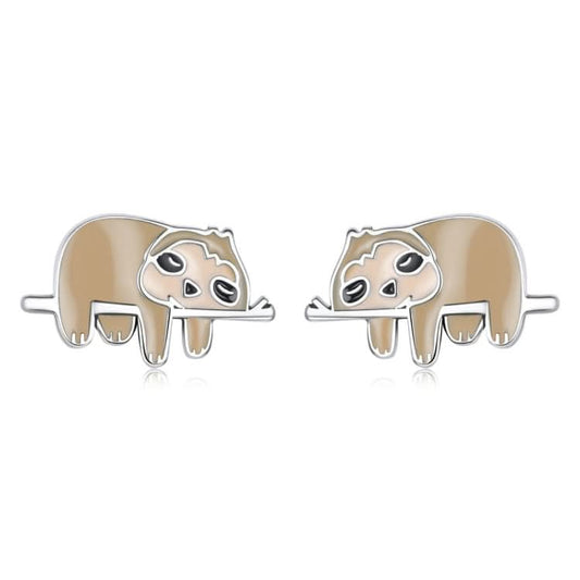 S925 Sterling Silver Cute Sloth Ear Studs Women Earrings Reluova