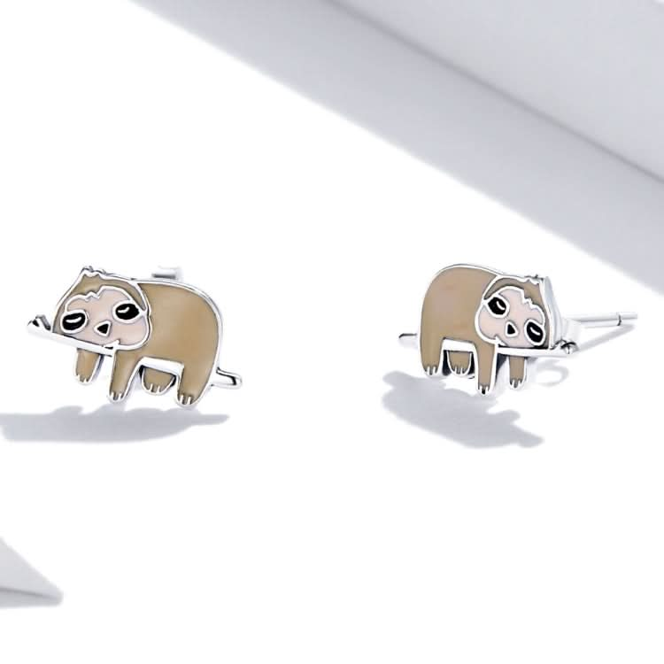 S925 Sterling Silver Cute Sloth Ear Studs Women Earrings Reluova