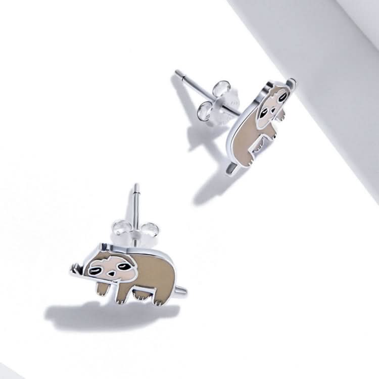 S925 Sterling Silver Cute Sloth Ear Studs Women Earrings Reluova