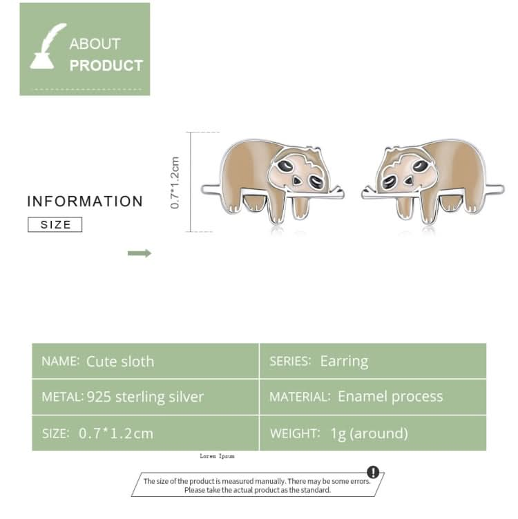 S925 Sterling Silver Cute Sloth Ear Studs Women Earrings Reluova