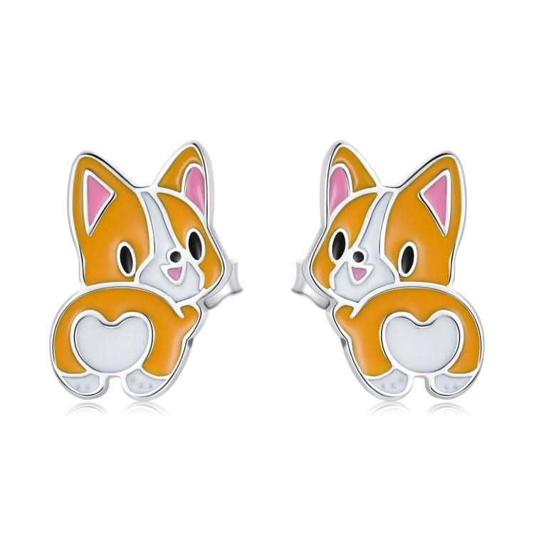 S925 Sterling Silver Cute Corgi Ear Studs Women Earrings Reluova