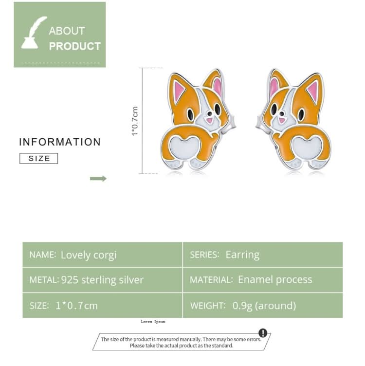 S925 Sterling Silver Cute Corgi Ear Studs Women Earrings Reluova