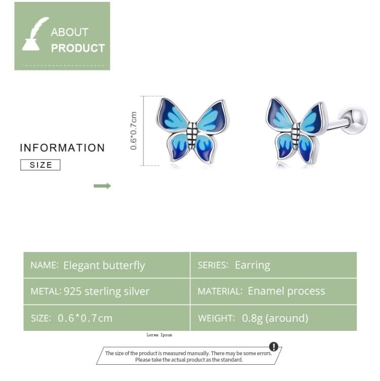 S925 Sterling Silver Butterfly Ear Studs Women Earrings Reluova