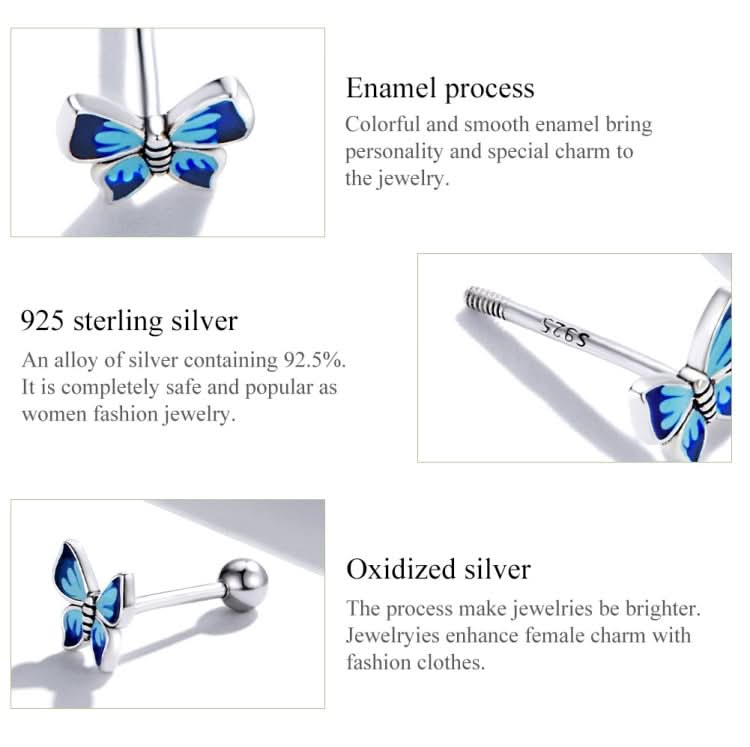 S925 Sterling Silver Butterfly Ear Studs Women Earrings Reluova