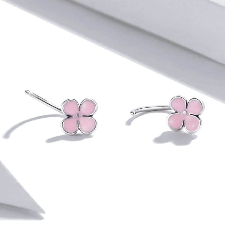 S925 Sterling Silver Pink Flowers Ear Studs Women Earrings Reluova