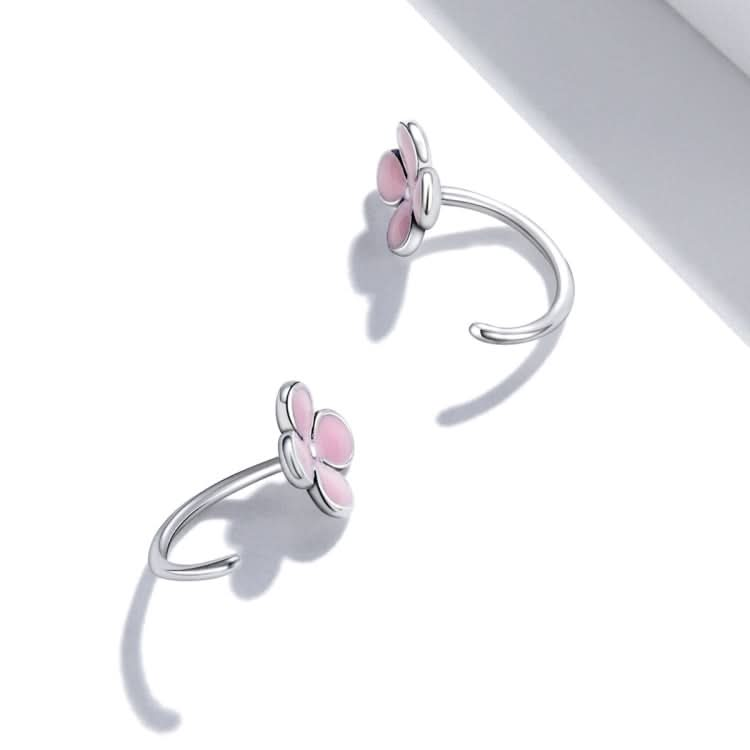 S925 Sterling Silver Pink Flowers Ear Studs Women Earrings Reluova