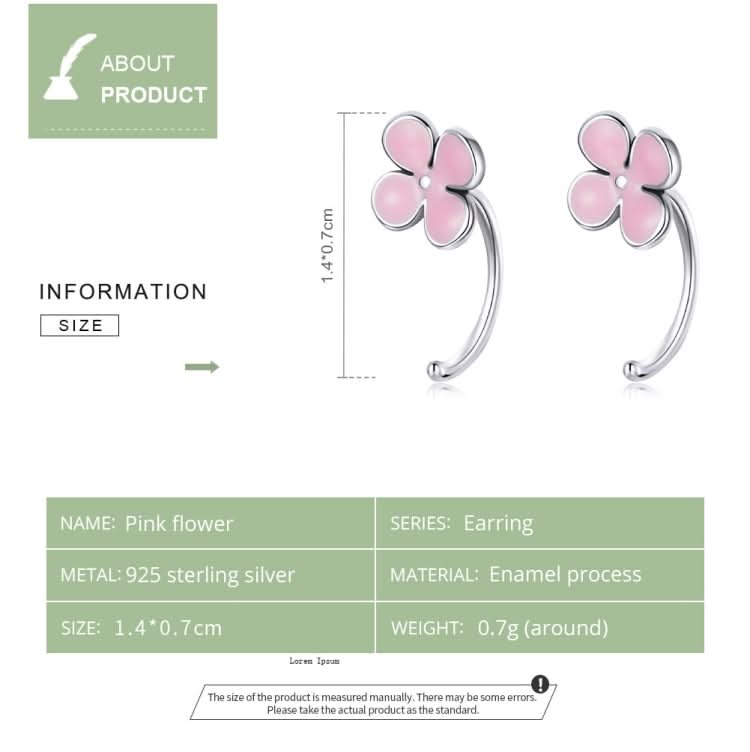 S925 Sterling Silver Pink Flowers Ear Studs Women Earrings Reluova