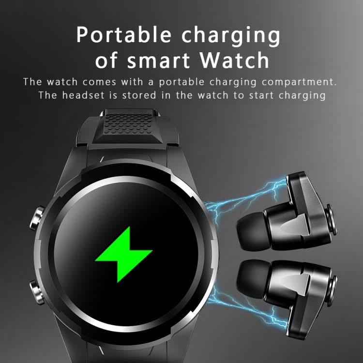 F6 1.28 inch IPS Screen 2 in 1 Bluetooth Earphone Smart Watch, Support Heart Rate & Blood Oxygen Monitoring / Bluetooth Music