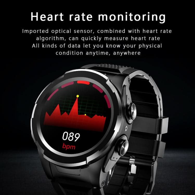 F6 1.28 inch IPS Screen 2 in 1 Bluetooth Earphone Smart Watch, Support Heart Rate & Blood Oxygen Monitoring / Bluetooth Music