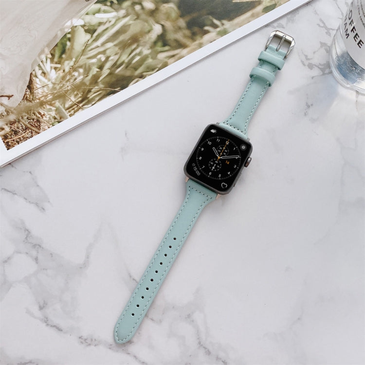 Sewing Plain Weave Small Waist Leather Replacement Strap Watchband For Apple Watch Series