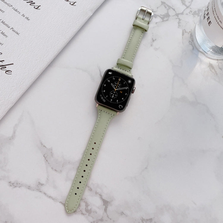 Sewing Plain Weave Small Waist Leather Replacement Strap Watchband For Apple Watch Series