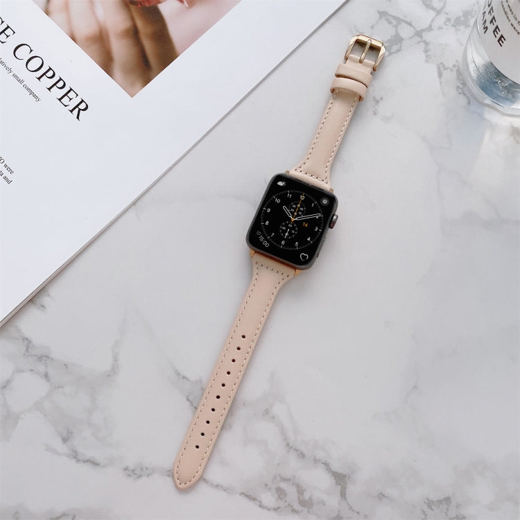 Sewing Plain Weave Small Waist Leather Replacement Strap Watchband For Apple Watch Series