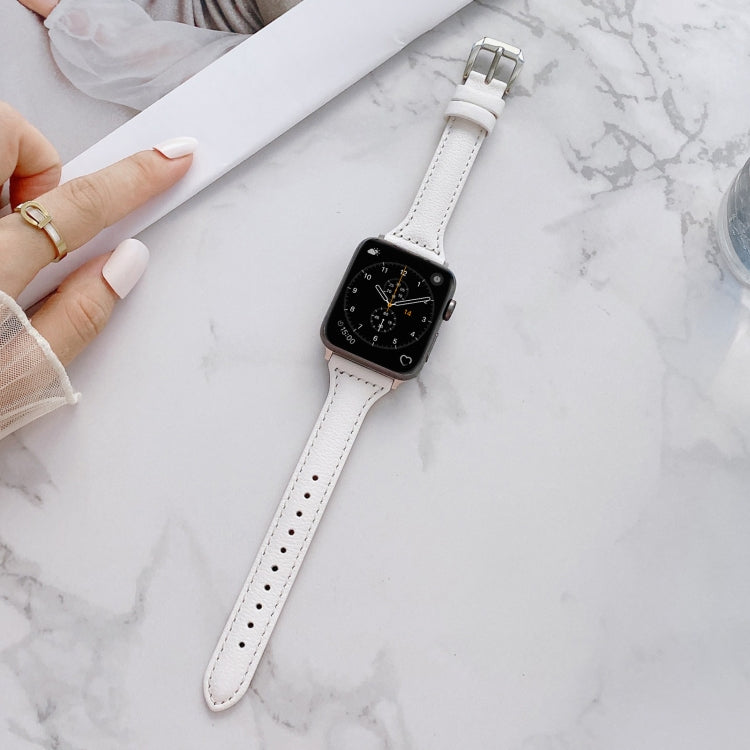 Sewing Plain Weave Small Waist Leather Replacement Strap Watchband For Apple Watch Series