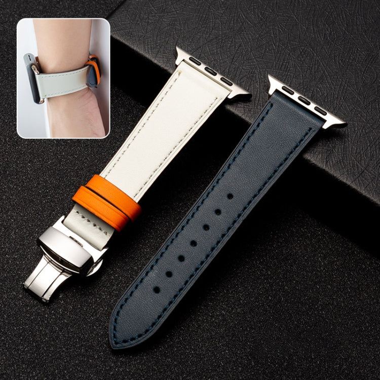 Butterfly Clasp Business Top Layer Cowhide Leather Strap Watchband