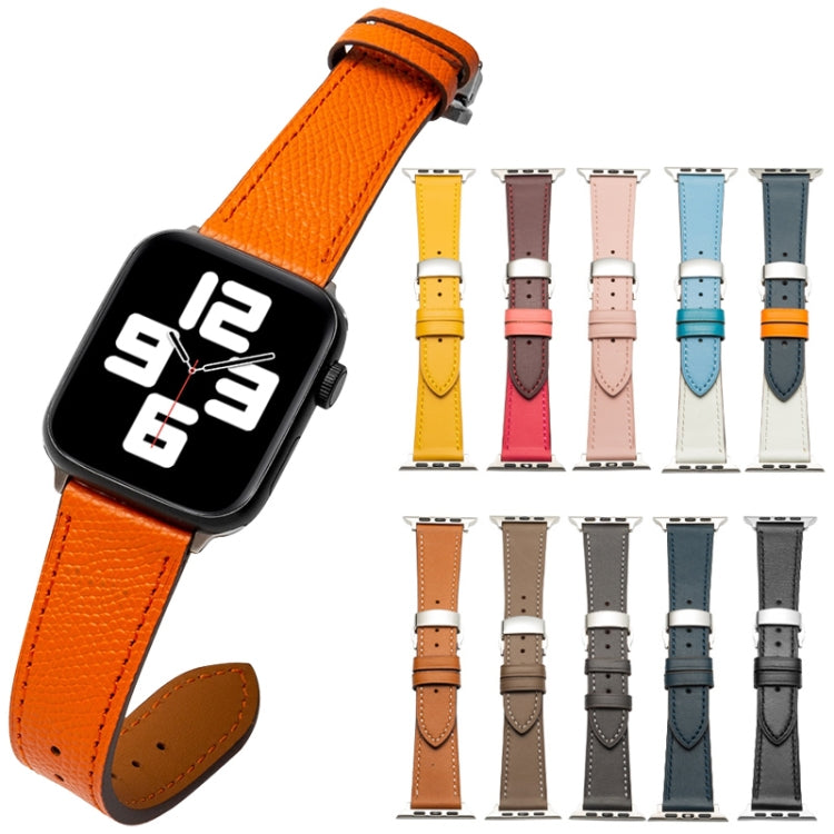 Butterfly Clasp Business Top Layer Cowhide Leather Strap Watchband