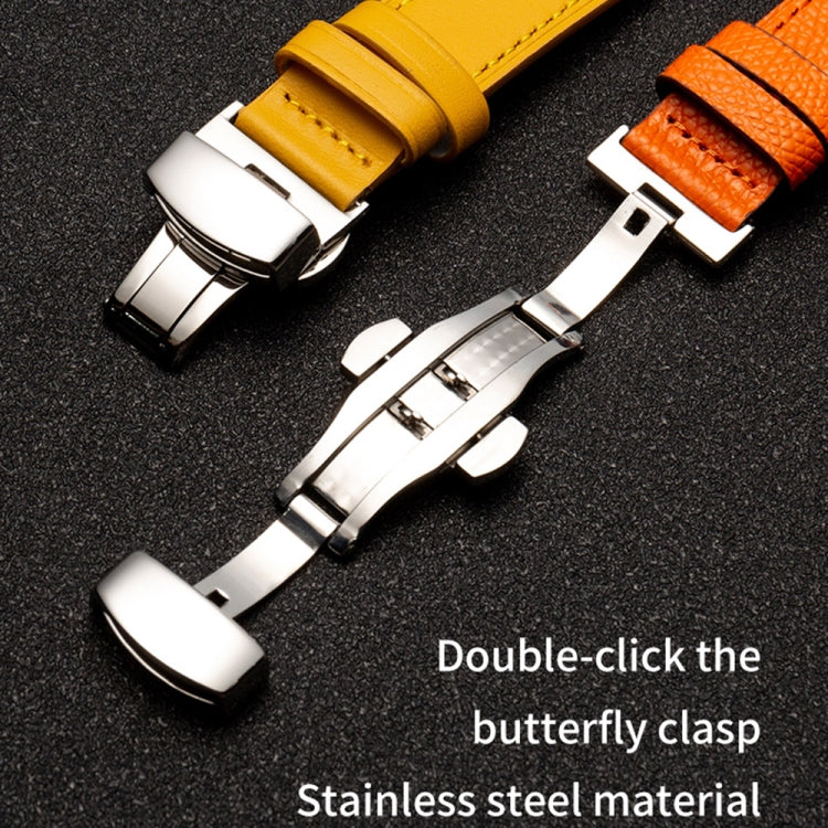 Butterfly Clasp Business Top Layer Cowhide Leather Strap Watchband