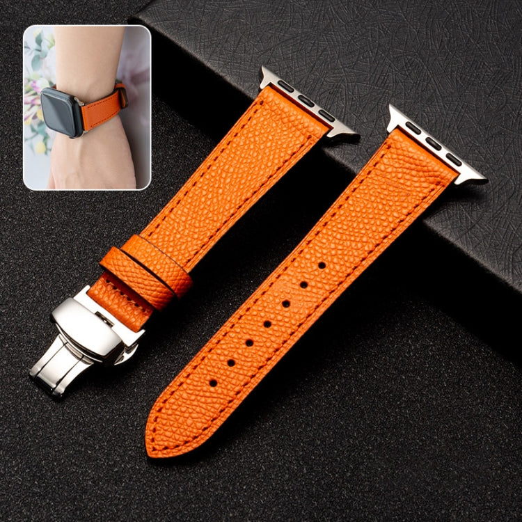 Butterfly Clasp Business Top Layer Cowhide Leather Strap Watchband