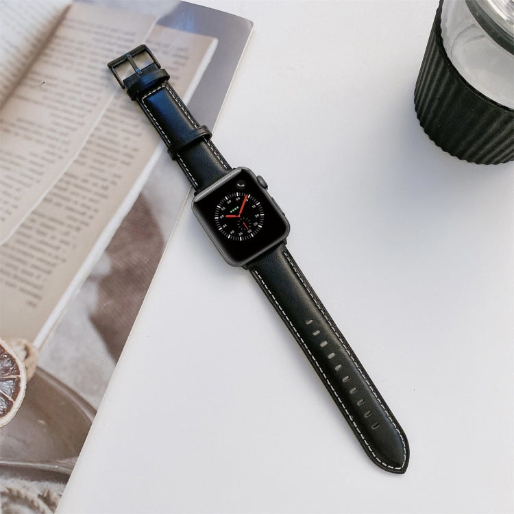 Sewing Leather Replacement Strap Watchband For Apple Watch Series