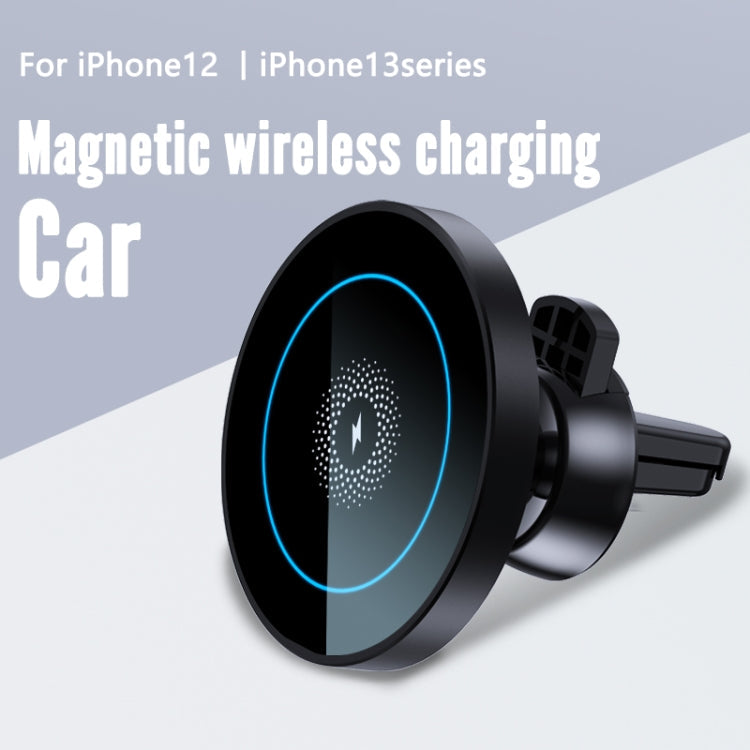 R-JUST CZ04 15W Rotatable Magnetic Car Wireless Charger Mobile Phone Holder with Round Breathing Light for iPhone 12 / 13 Series ÎҵÄÉ̵ê