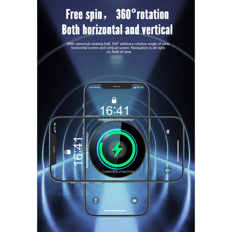 R-JUST CZ04 15W Rotatable Magnetic Car Wireless Charger Mobile Phone Holder with Round Breathing Light for iPhone 12 / 13 Series ÎҵÄÉ̵ê